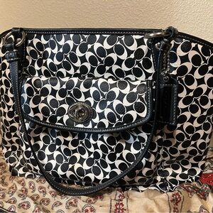 Coach Monogram Black and White Shoulder Bag